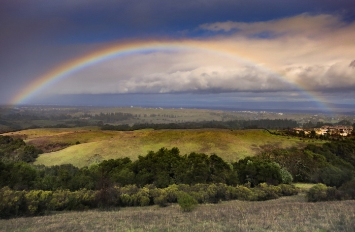 Rainbow over annual grasslands in the Bay Area, CA, taken by Joan Dudley in 2013